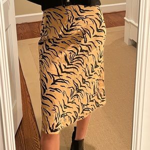 Madewell Silk Midi Slip Skirt in Tiger Stripe